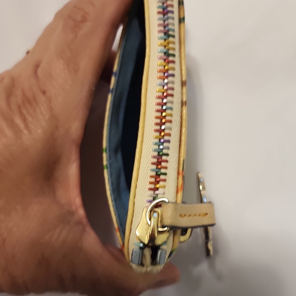 Dooney & Bourke Tan Multicolor Logo Keychain Pouch - Picture 7 of 10